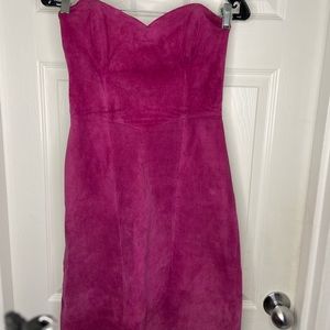 Vintage Suede Strapless Midi Dress